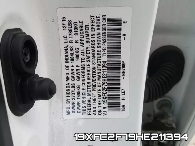 19XFC2F79HE211394 фото 2
