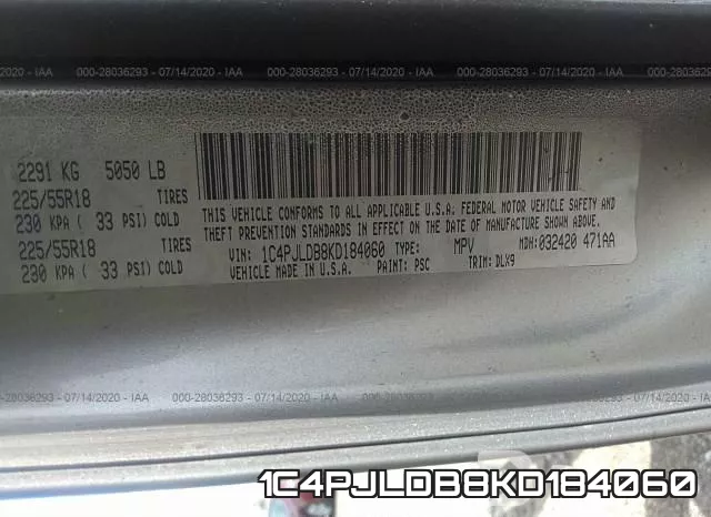1C4PJLDB8KD184060 фото 10