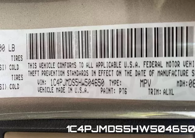1C4PJMDS5HW504650 фото 2