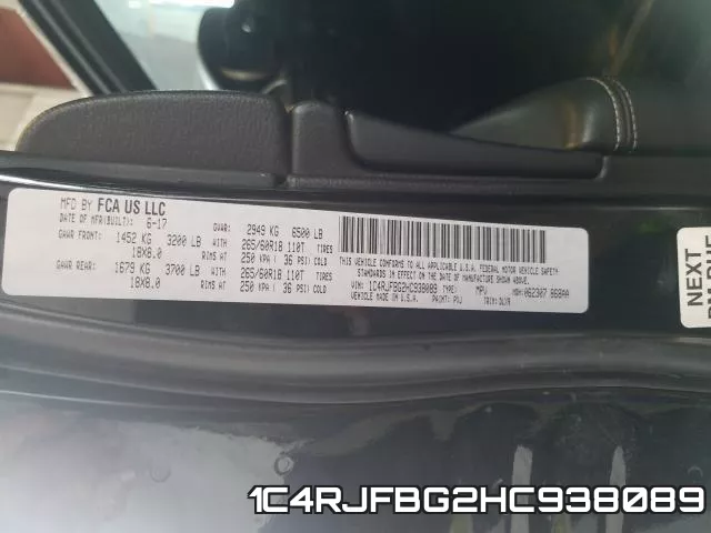1C4RJFBG2HC938089 фото 2