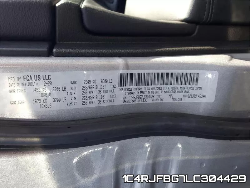 1C4RJFBG7LC304429 фото 2