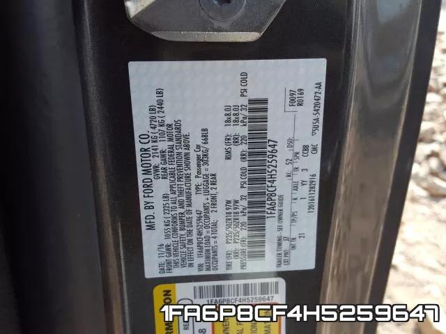 1FA6P8CF4H5259647 фото 2