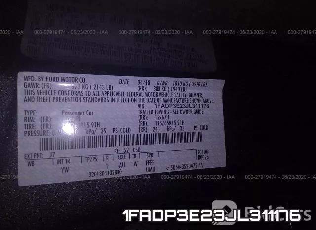 1FADP3E23JL311176 фото 10