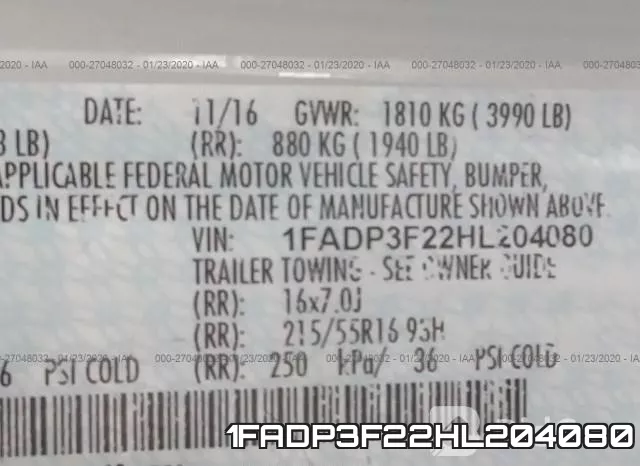 1FADP3F22HL204080 фото 10