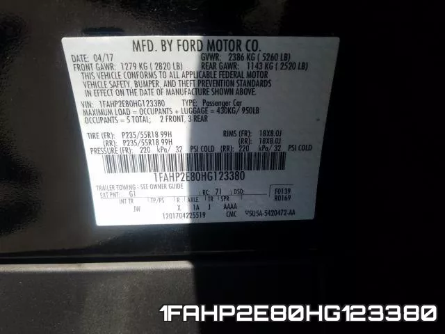 1FAHP2E80HG123380 фото 2