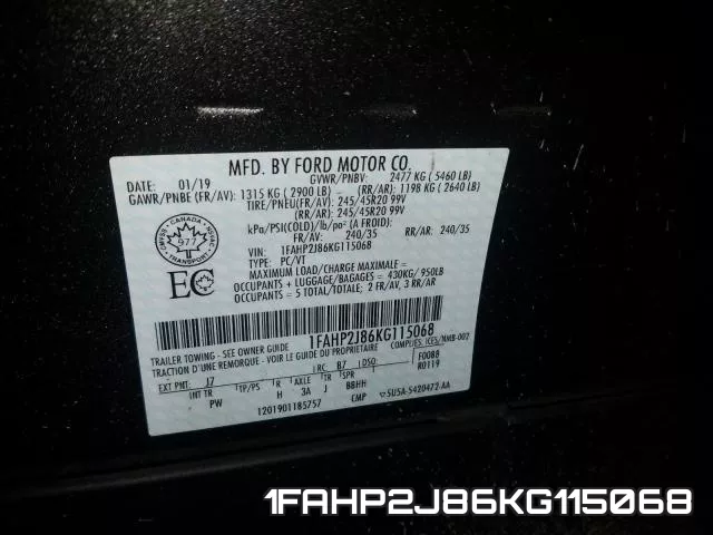 1FAHP2J86KG115068 фото 2