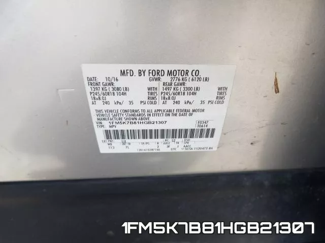 1FM5K7B81HGB21307 фото 2