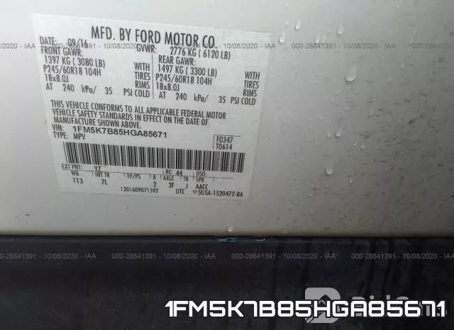 1FM5K7B85HGA85671 фото 10