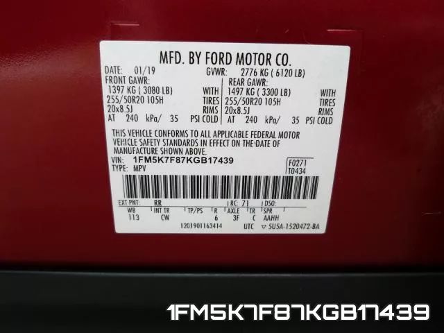 1FM5K7F87KGB17439 фото 2