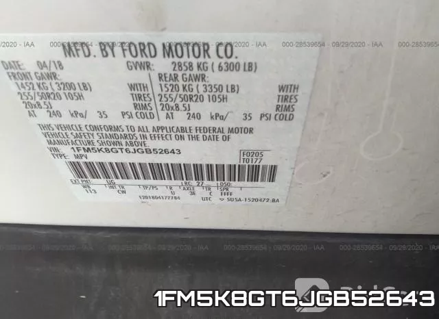 1FM5K8GT6JGB52643 фото 10