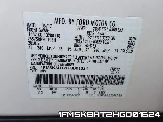 1FM5K8HT2HGD01624 фото 2