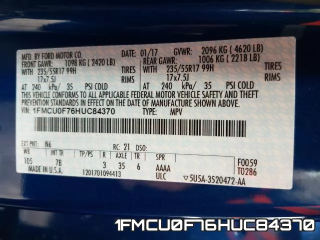 1FMCU0F76HUC84370 фото 2