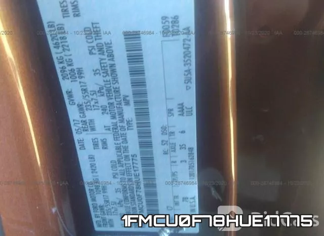 1FMCU0F78HUE17775 фото 10