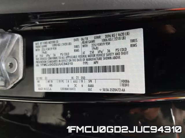 1FMCU0GD2JUC94310 фото 2