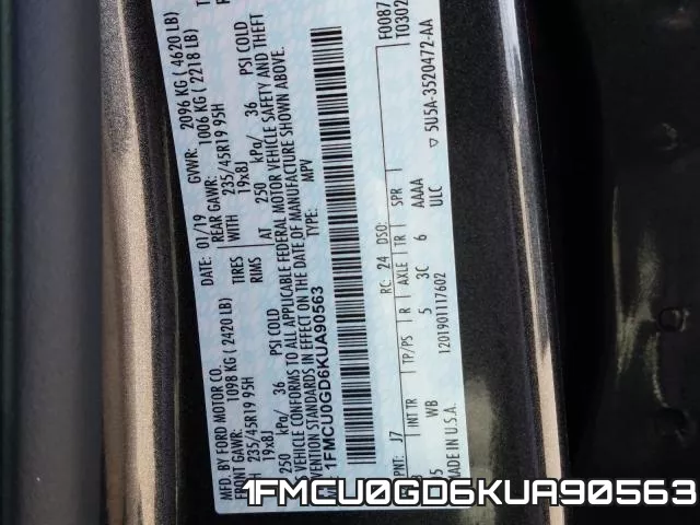 1FMCU0GD6KUA90563 фото 2