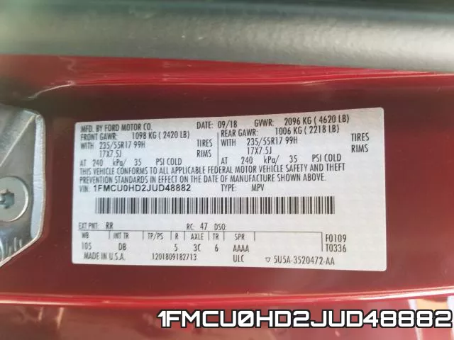 1FMCU0HD2JUD48882 фото 2