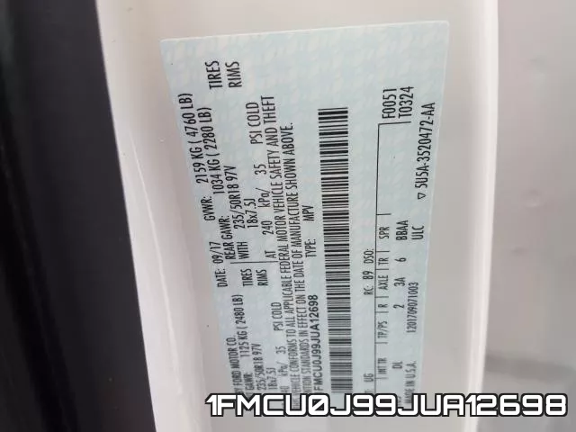 1FMCU0J99JUA12698 фото 2