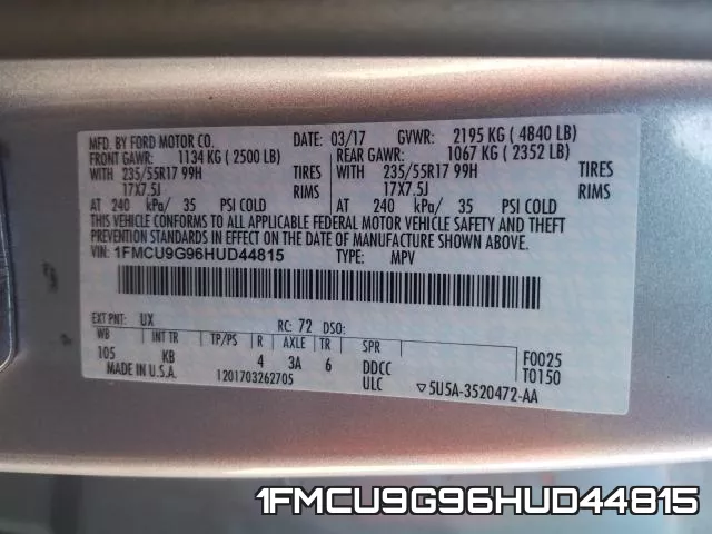 1FMCU9G96HUD44815 фото 2