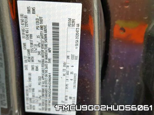 1FMCU9GD2HUD56061 фото 2