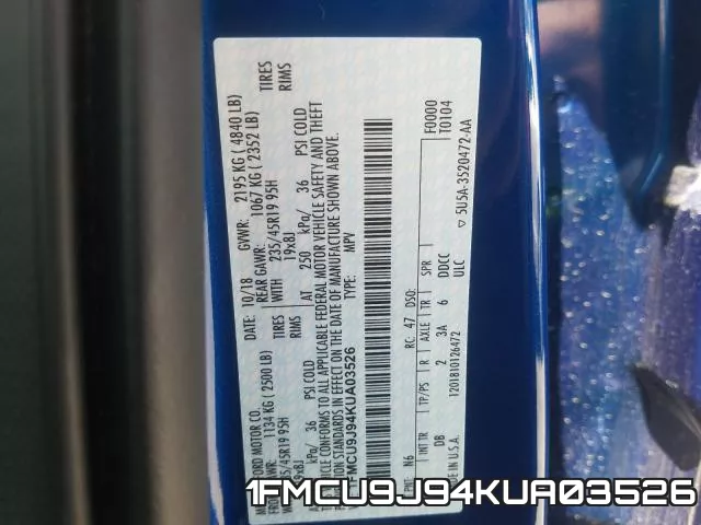 1FMCU9J94KUA03526 фото 2