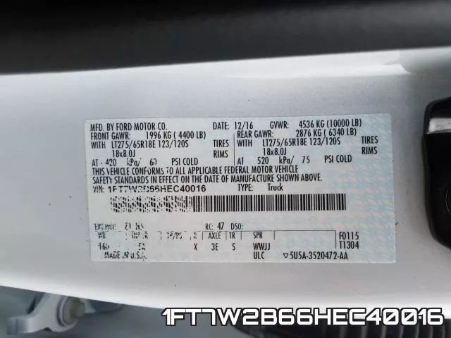 1FT7W2B66HEC40016 фото 2