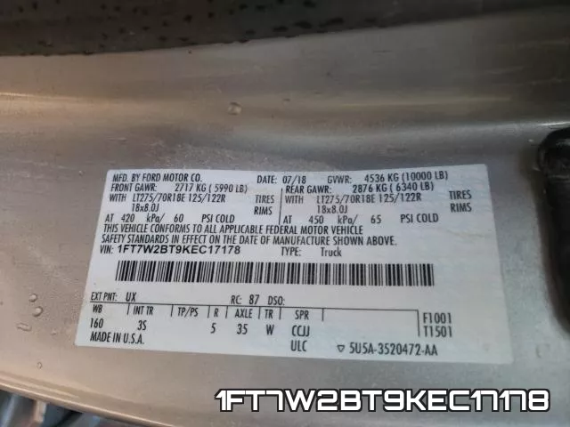 1FT7W2BT9KEC17178 фото 2
