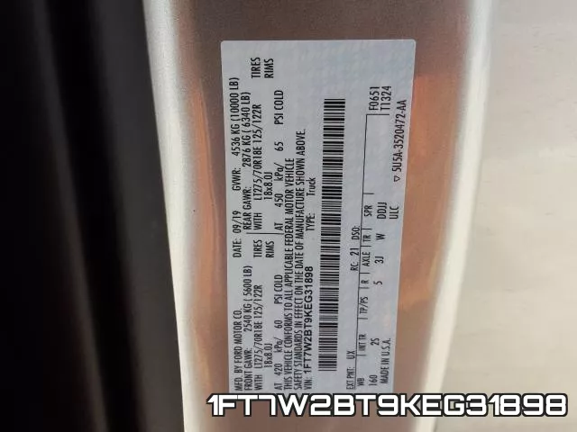 1FT7W2BT9KEG31898 фото 2