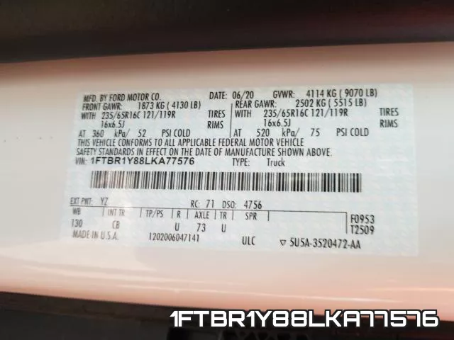 1FTBR1Y88LKA77576 фото 2