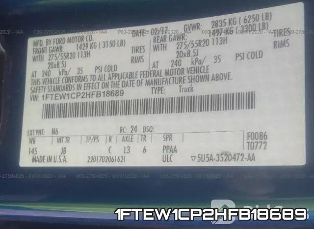 1FTEW1CP2HFB18689 фото 10