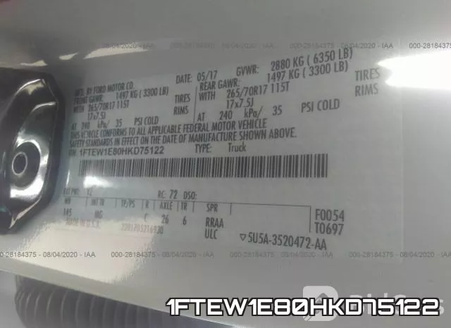 1FTEW1E80HKD75122 фото 10