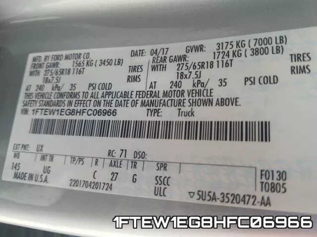 1FTEW1EG8HFC06966 фото 2