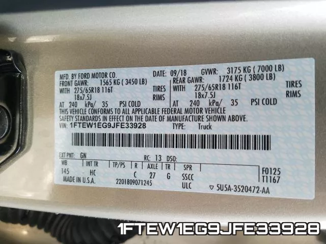 1FTEW1EG9JFE33928 фото 2