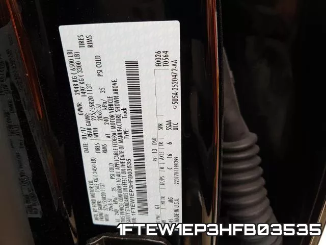 1FTEW1EP3HFB03535 фото 2