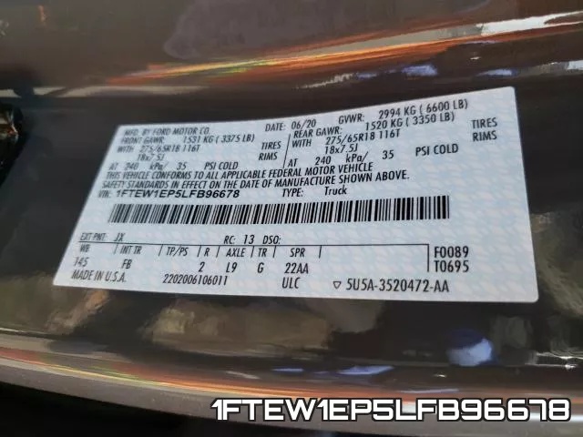 1FTEW1EP5LFB96678 фото 2