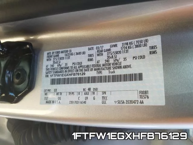 1FTFW1EGXHFB76129 фото 2