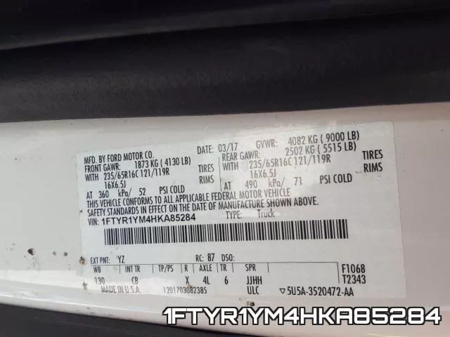 1FTYR1YM4HKA85284 фото 2