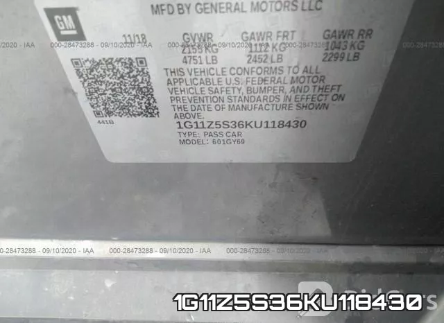 1G11Z5S36KU118430 фото 10