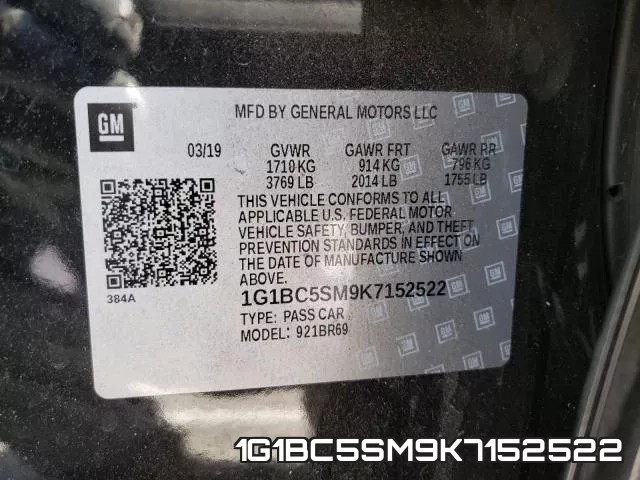 1G1BC5SM9K7152522 фото 2