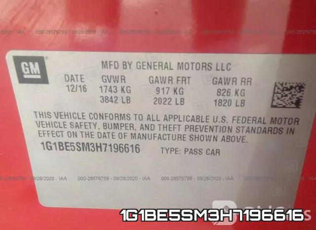 1G1BE5SM3H7196616 фото 10