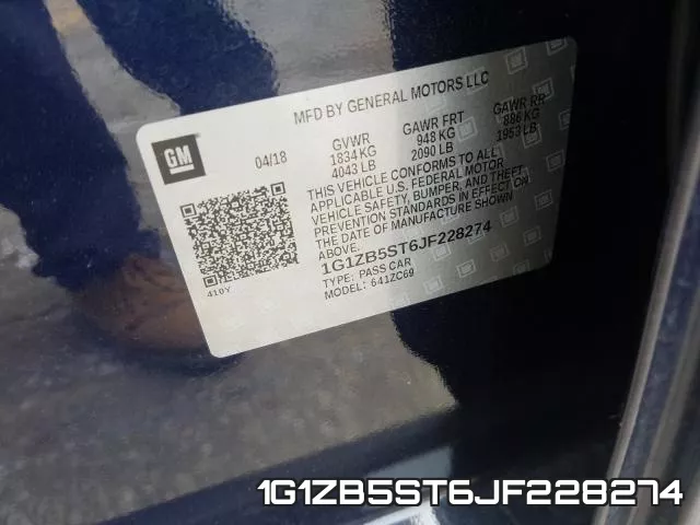 1G1ZB5ST6JF228274 фото 2
