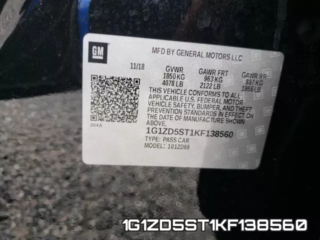 1G1ZD5ST1KF138560 фото 2