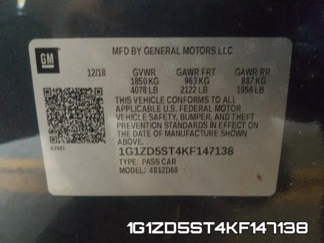 1G1ZD5ST4KF147138 фото 2