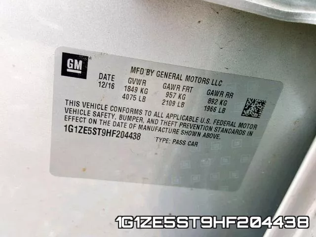 1G1ZE5ST9HF204438 фото 2
