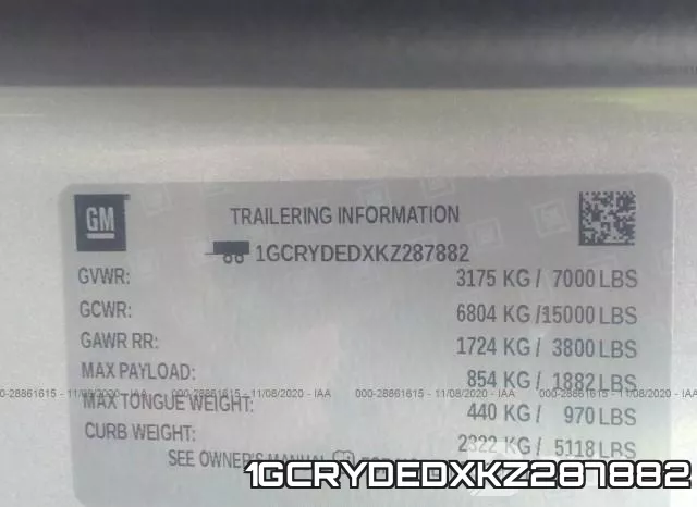 1GCRYDEDXKZ287882 фото 10
