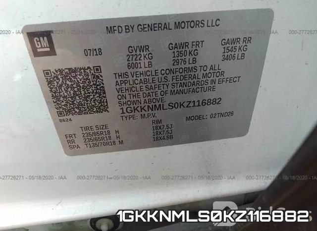 1GKKNMLS0KZ116882 фото 9