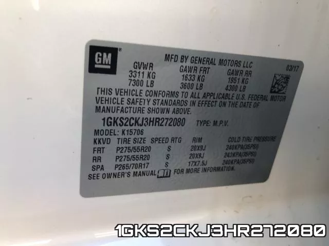 1GKS2CKJ3HR272080 фото 2