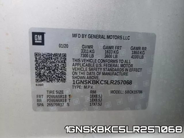 1GNSKBKC5LR257068 фото 2