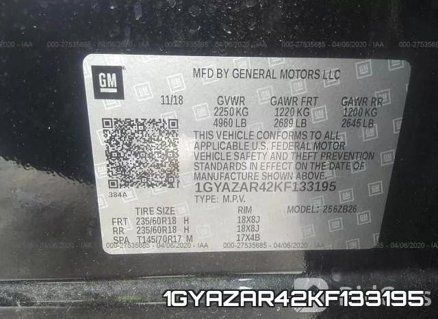 1GYAZAR42KF133195 фото 10