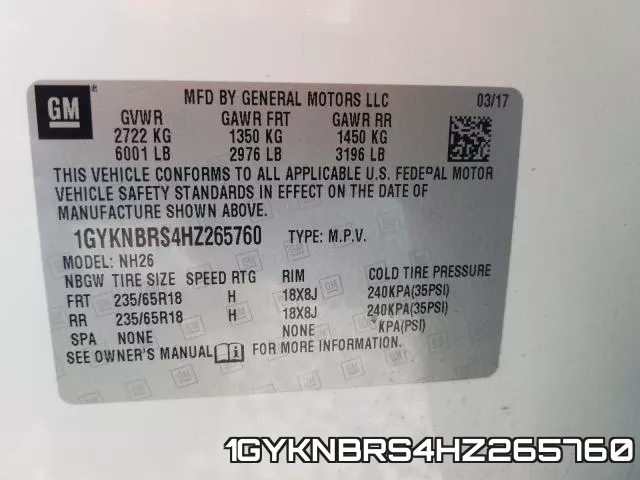 1GYKNBRS4HZ265760 фото 2