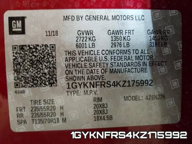 1GYKNFRS4KZ175992 фото 2